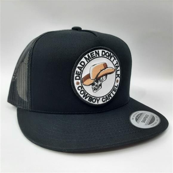 Retro Cowboy Cartel Embroidered Patch Flat Bill Trucker Mesh Snapback Cap Hat - Picture 4 of 7